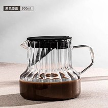 커피 주전자 수제 유리 포트 세트 수직 패턴 붕규산염 공유 양조 가정용 티팟, [01] Striped Coffee Pot 5