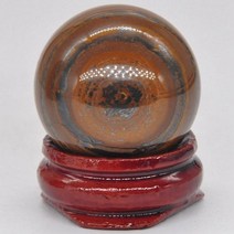 수정구슬 수석 받침대 천연석 원목 홈 인테리어 트레이 30mm 라운드 보석 볼 미네랄 천연 치유 크리스탈 및 돌 구 위카 차크라 마사지 글로브 악세사리 장식 스탠드, 철 호랑이 눈