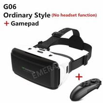 VR 가상 현실 3D 안경 박스 스테레오 VR 구글 카드보드 헤드셋 헬멧 IOS 안드로이드 스마트폰 무선 로커, 01.G06 게임패드 추가