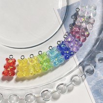 [1개]고리형 17X11mm 자개 스몰 곰돌이 실버 하리보 비즈공예 곰젤리 목걸이만들기, 스카이GP92