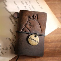 가죽다이어리 고급 2023 빈티지 Totoros Notebook Small Kawaii 정품 가죽 커버 미니 저널 포켓 노트 북 빈, 01 totoro_01 3.7x5.5cm