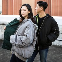 커플 숏 패딩 양면 오버핏 오리털 100%남녀공용 비비드몰
