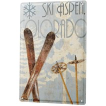 스포츠 주석 기호 금속 플레이트 장식 홈 플라크 스키 폴 아스펜 콜로라도 8X12, [01] 20x30cm, [01] as the picture