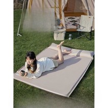 에어침대 캠핑매트 자충매트 에어베게포함 휴대용, (두께 5cm) 베이지 2인용