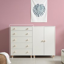 [소르니아] 뉴 수플레 와이드 5단 서랍장, 아이보리