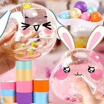 실리콘 투명테이프 공 만들기 펄 테이프 4.8 6CM 풍선 찐득볼 끈끈이볼 말랑이 장난감, c488-2 6.0옐로우