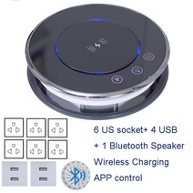 콘센트 4 개 USB 케이블 멀티소켓어댑터 확장 충전기 더블 포트콘센트 고품질 전기 리프팅 소켓 숨겨진 탁상 전동 팝업 개폐식 무선 충전 TUYA EU US BR 표준, 18.US Standard 3  흰색 그림으로