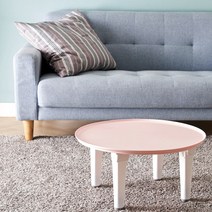 톡톡모두팜 원형밥상 접이식밥상 혼밥용상 원형테이블, 파스텔 핑크