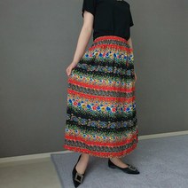 줌마닷컴 레트로 꽃무늬 쿨 월남치마 고무줄 허리밴딩 실내복 엄마 할머니 산부인과 검사복