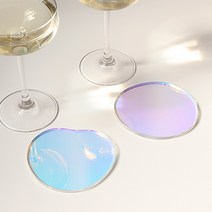 오로라 아크릴 코스터 2type 컵받침 홀로그램 감성소품 홈카페 인테리어 아이템 국내제작, 애플