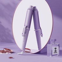 1+1 봉 무선 미니 볼륨 물결 웨이브 매직기 뿌리 고데기 전문가용 32mm 36mm 40mm 얇은 세트, A. 바이올렛 40mm 1+1