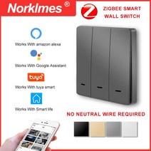 스마트 스위치 블루투스 지그비 벽 중성선 불필요 EU 조명 1 2 3 갱 220V 투야 홈 알렉사 구글 지원, 02=Black-BK-zigbee_3-Gang