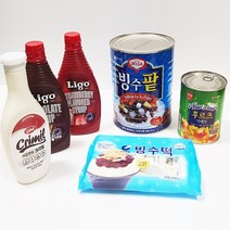팥빙수재료 만들기 연유 빙수떡 시럽 후르츠 토핑간식, 리고딸기시럽