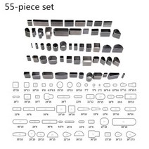 가죽 실리콘 커팅 나이프 스퀘어 테일 소드 몰드 벨트 지갑 펜던트 몰딩 도구 수동 제작, 55-piece set