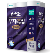 부자되는집 프리미엄 천연펄프 두루마리휴지 광폭106mm 3겹 35m 30롤