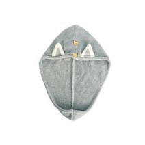 드라이로브 고양이 귀가있는 헤어 어 타월 랩 마이크로 화이버 헤어 타올 여성과 아이 소녀를위한 빠른 건조 헤어 목욕 샤워 헤드 터번, 아이 그레이