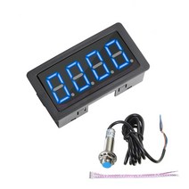 0.56 "4 디지털 LED 타코미터 RPM 속도계 + 홀 스위치 근접 스위치 센서 DC 8-24V 측정 범위 10-9999, 02 Blue