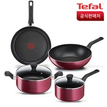 테팔 프로스타일 IH 인덕션 후라이팬 + 냄비 4종세트, 혼합 색상, 후라이팬 28cm + 웍 28cm + 편수냄비 18cm + 양수 24cm