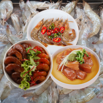 먹사부 양념 껍질 순살 새우장 깐새우장 연어장 대하장 간장 양념 소스 300g 1kg, 선택1. 순살간장새우장(300g) 4개