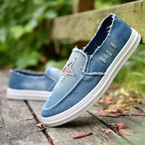 연청 진청 데님 남성 스니커즈 슬립온 커플 캔버스화 컴포트 스포츠 캐주얼 심플 데일리룩