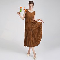 여성 여름용 주름원피스 민소매 롱 치마