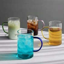 350ml 홈카페 커피잔 컬러 손잡이 유리컵 아메리카노, 폴리아 11-3 컬러핸들 머그(옐로우 350ml)