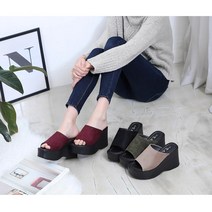 굽10cm 키높이 통굽 슬리퍼 앞트임 4color 국내산 미용실 수제화 사무실 슬리퍼