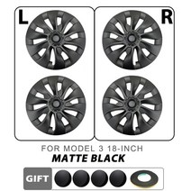 휠캡 커버 스티커 자동차 너트 보호 야광세트 가드 허브 테슬라 모델 3 용 정품 교체 휠 캡 풀 2021 18 4 개, 3.Matte Black