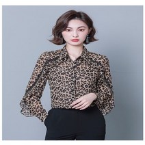 [플로레센스]술장식레오파드블라우스