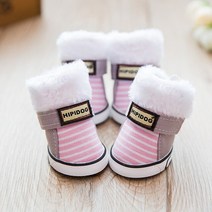 강아지 겨울 신발 어그 반려견 크록스 4Pcs/Set Winter Warm Dogs Shoes Cute Boots Snow Walking Cotton, 06 B-Pink_02 2