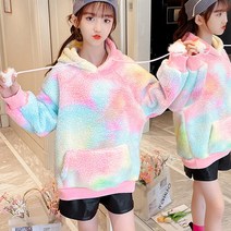 미다키즈 물나염 뽀글이 후드 티 기모 후드티 여아 롱티 주니어 롱티셔츠 초등 아동 키즈 후리스 170