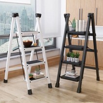 Fowod 접이식 사다리 계단형 사다리 안전발판사다리 A형사다리 가정용 작업용 2/3/4 단사다리, 흰색, 4 단, 1개