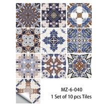 벽 천장 마감재 시트지 데코타일 부착 10pcs 만다라 패턴 매트 타일 바닥 스티커 전송 커버 내마모성 비닐 벽지 주방 욕실 테이블 벽 장식, mz-6-040, 15cmx15cmx10pcs