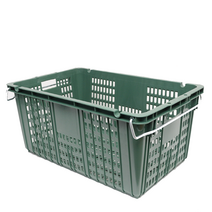 2개 묶음 플라스틱 이사짐바구니 이사바구니 농수산물 운반상자 과일상자 철고리 있는 상자, 녹색소 2개, 소(48L) 565x355x305