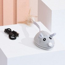 목도리 모자 옷 용품 고양이 장난감 전기 크롤링 마우스 USB 충전식 플록 마우스 깃털 재미 있은 고양이 스, 01 Gray