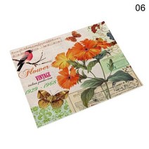 쉐비 소품 빈티지 플라워 리넨 테이블 장식 플레이스 매트 커피 컵 받침 패드, 06+42x32cm