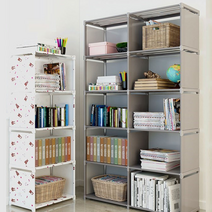 다용도 책장 조립식 수납장 패브릭 5단 보관함 좁은집 가구, 3칸 책장 그레이