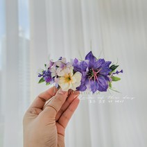 조화 헤어피스 꽃핀 촬영용 셀프웨딩소품 브라이덜샤워 니겔라 헤어피스 로즈오브더데이