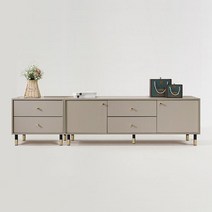 [천삼백케이] [플레인홈] 해티 골드 거실장 세트 (착불), 화이트