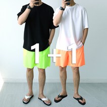 [맨즈북] 1+1 여름 쿨 남자 집 반바지 얇은 스판 편한 숏밴딩팬츠 여행옷