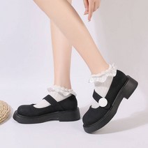 유니폼 미니 구두녀 2022 봄 드풍 빈티지 큰 머리 송편 두꺼운 밑창 마리진 신발