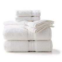 Linenspa 100% 면 타월 셋-625 GSM-빠른 건조- 흡수성-6피스 셋-샤워 2개 핸드 수건 2개 - 기숙사 필수품, White