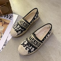 짜임슬립온 스윗 이니셜 자수 라탄 로퍼 여성 밟다 따르다 린넨 위빙 플랫단화슈즈 609918458