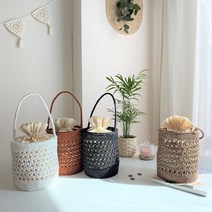 DIY 코바늘가방 원통 네트백뜨기 손뜨개패키지 (동영상포함), 크림브라운