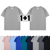 더팀 2개 남여공용 베이직 20수 무지 라운드 반팔 티셔츠
