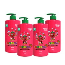 퍼니피아 키즈 올인원클렌저 딸기, 1000ml, 4개