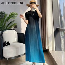 M-4XL 빅사이즈 셔링 그라데이션 롱 원피스 3컬러
