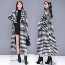 포린박스 하운드투스 체크 겨울 슬림 모직 롱 코트 SH