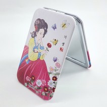 전통 사각 양면 거울 기생 휴대용 미니 거울 외국인 선물 기념품, 1개