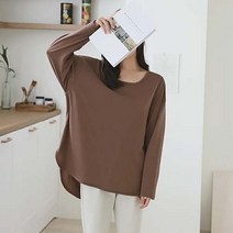 데일로엔 여성용 U넥 루즈 박스 여성 긴팔 티셔츠